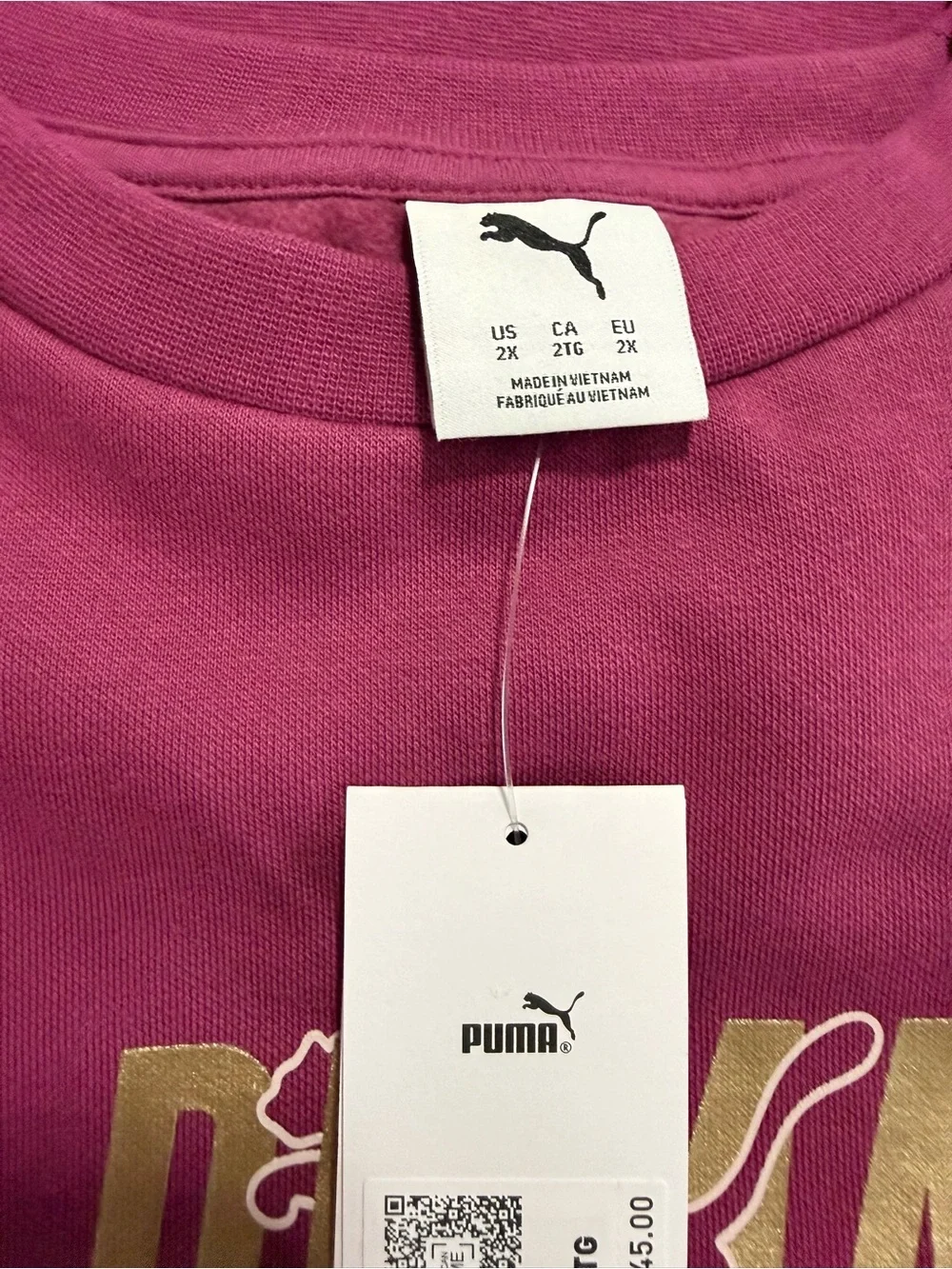 Puma Women's Fuchsia Crewneck with Gold Logo